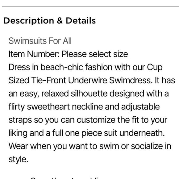 NWT Swimsuits For All Swimdress(size 8 C/D) - Picture 4 of 13
